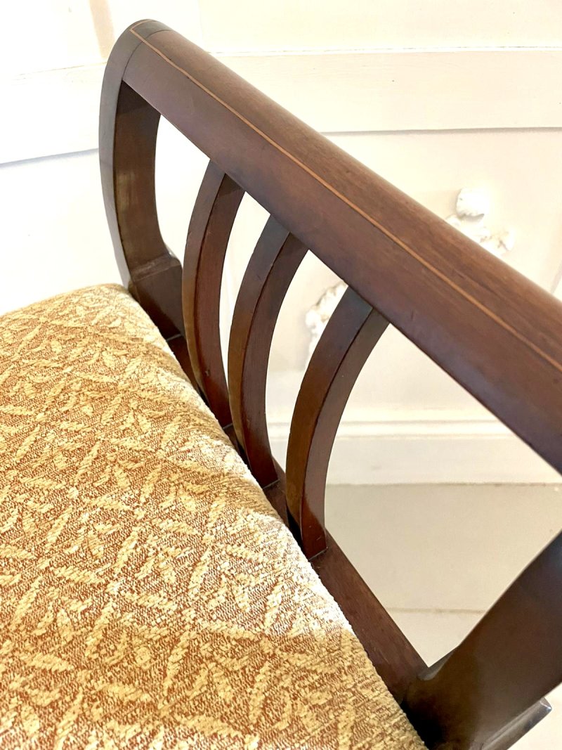 Antique Edwardian Freestanding Quality Mahogany Inlaid Piano Seat - Image 5